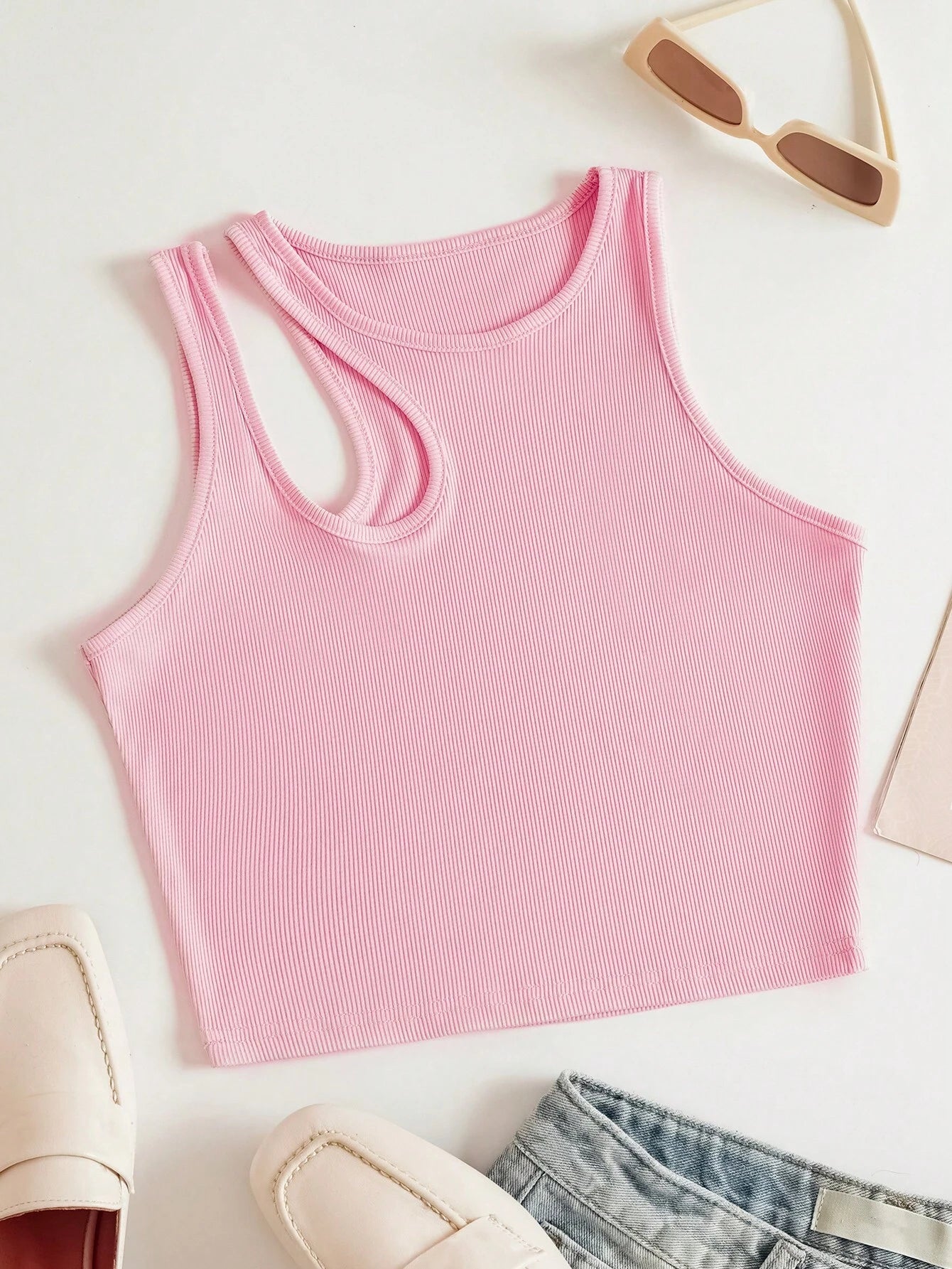 Solid Cut Out Tank Top