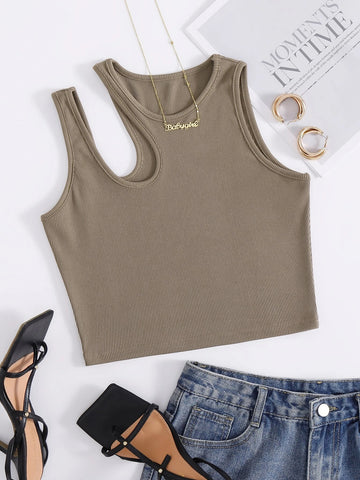 Solid Cut Out Tank Top