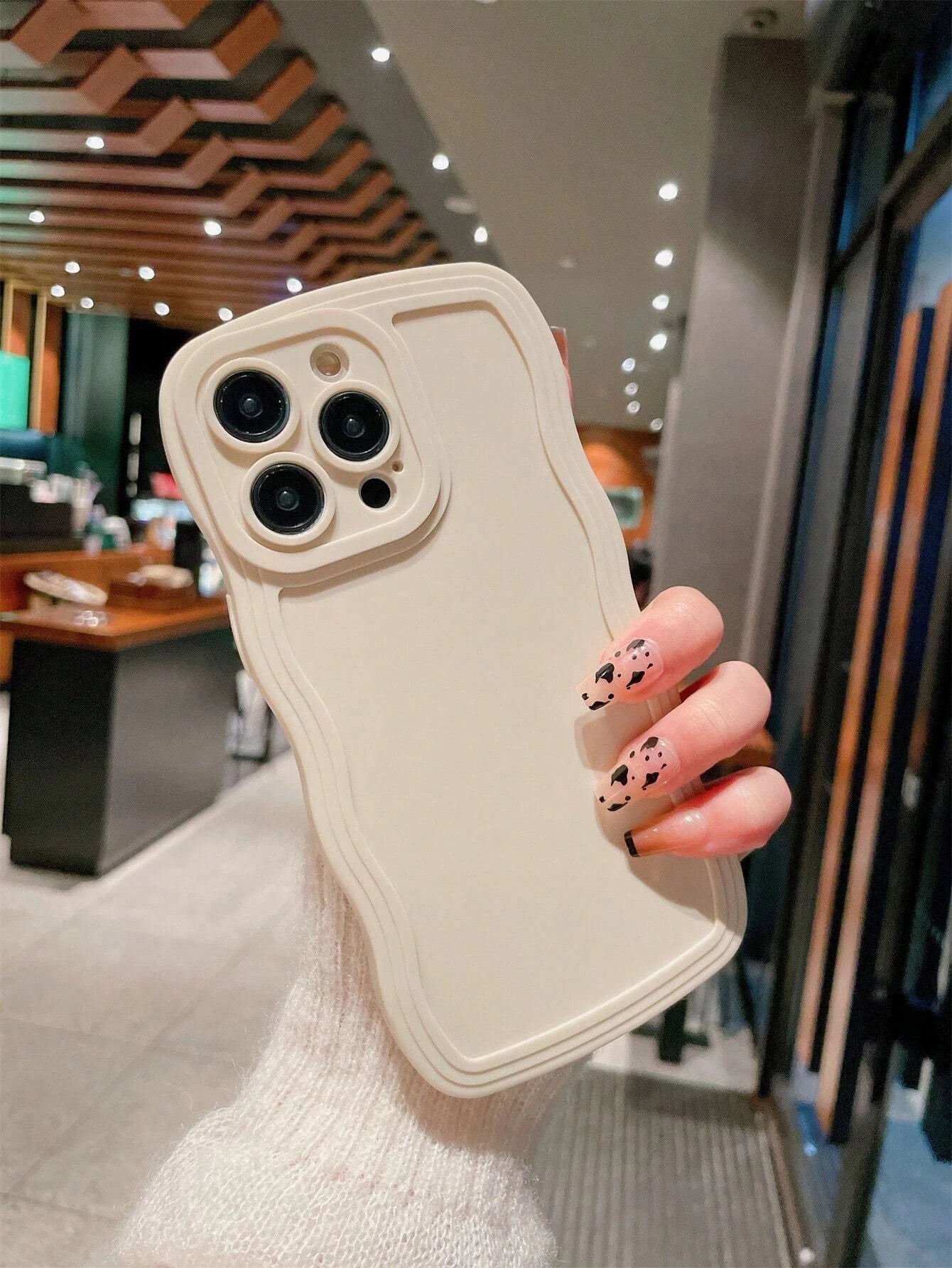 Solid Wavy Frame Anti-fall Phone Case Compatible With iPhone