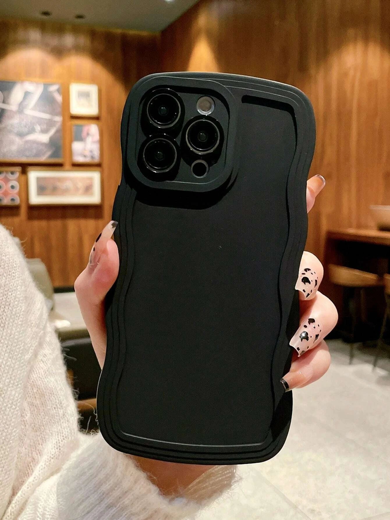 Solid Wavy Frame Anti-fall Phone Case Compatible With iPhone