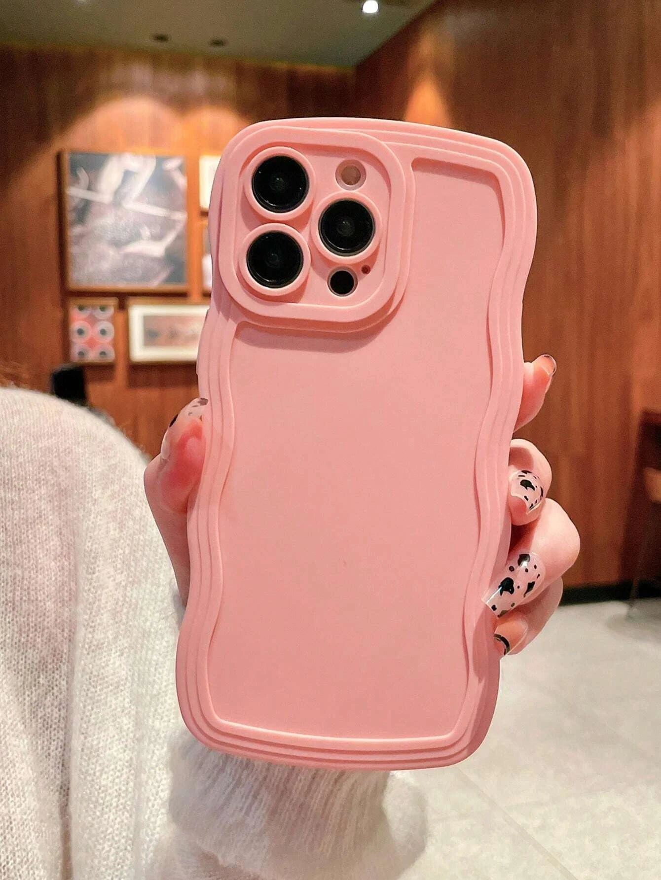 Solid Wavy Frame Anti-fall Phone Case Compatible With iPhone