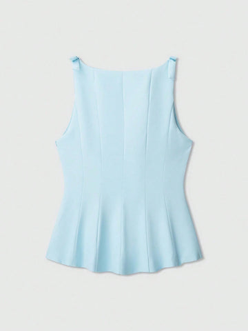 Women's Simple Solid Color Bow Decor Sleeveless Top