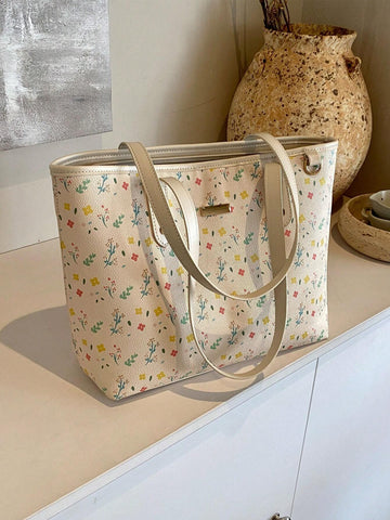 New Floral Pattern PU Tote Bag