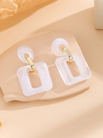 Square Decor Drop Earrings