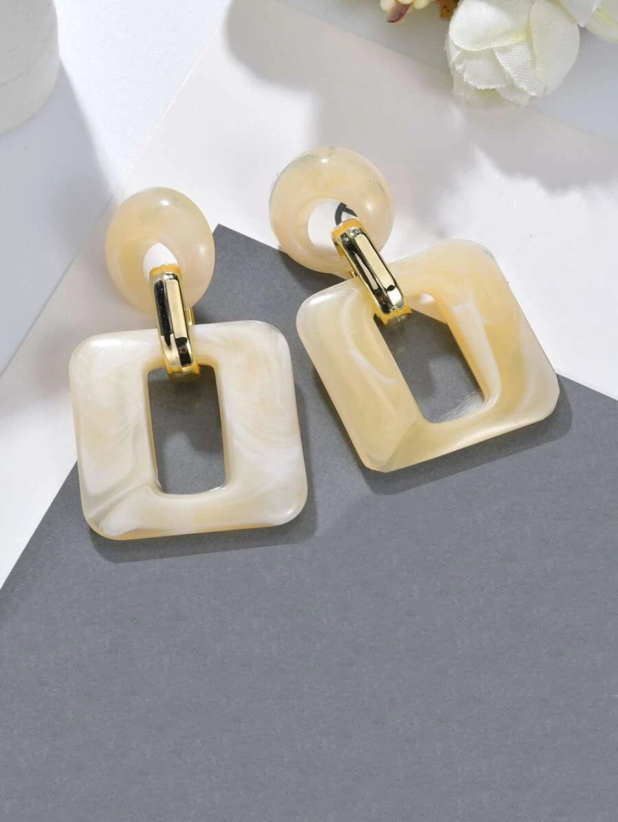 Square Decor Drop Earrings