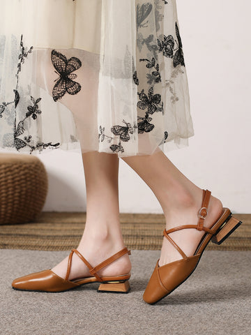 Square Toe Slingback Flats