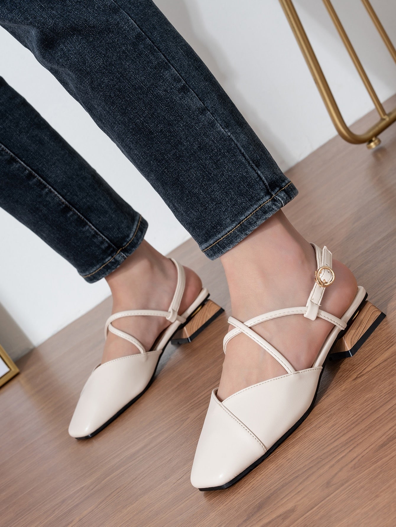 Square Toe Slingback Flats