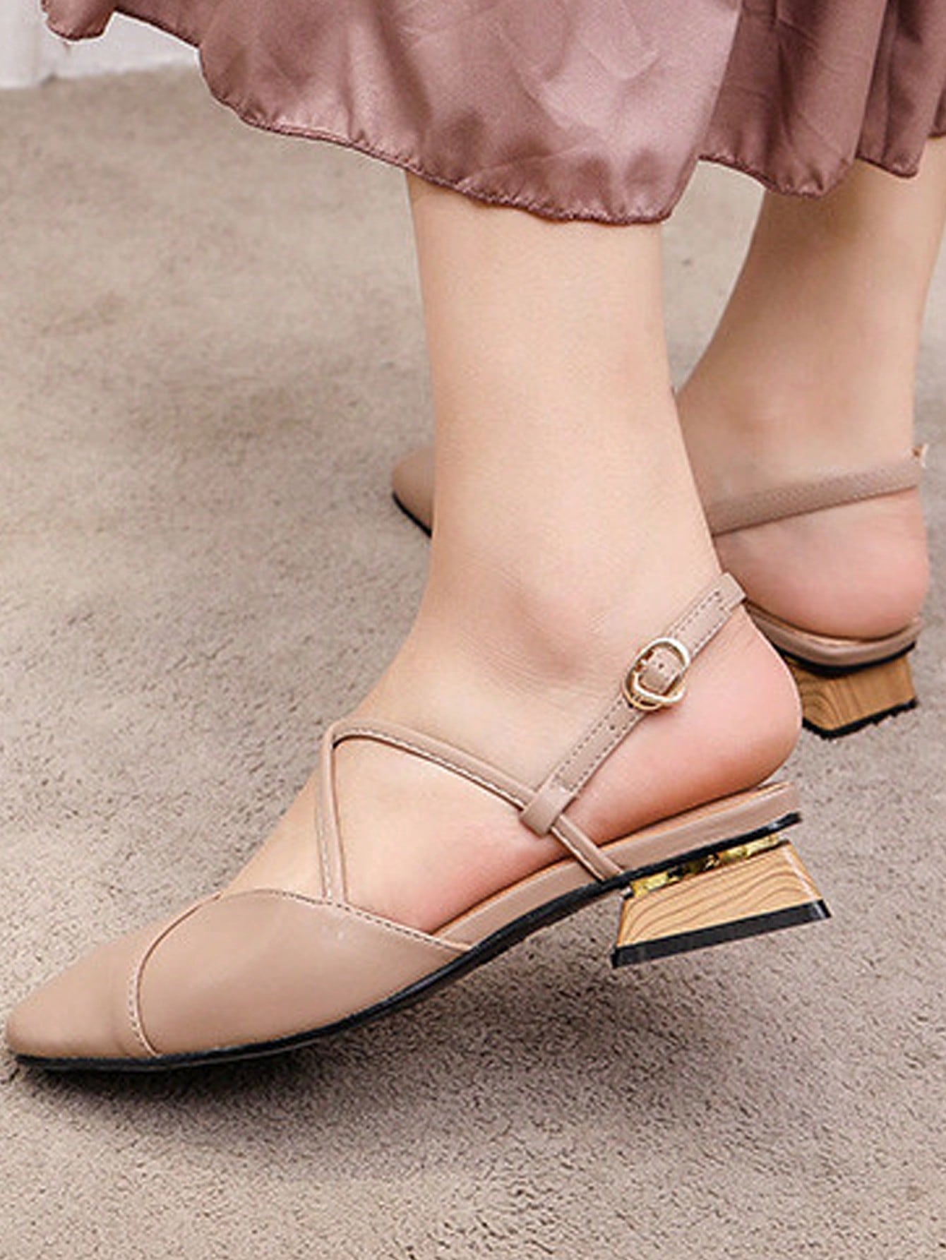 Square Toe Slingback Flats