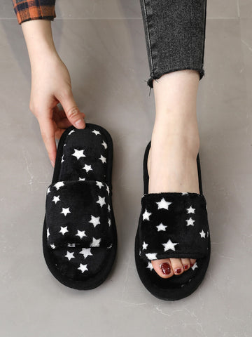 Star Pattern Fluffy Bedroom Slippers