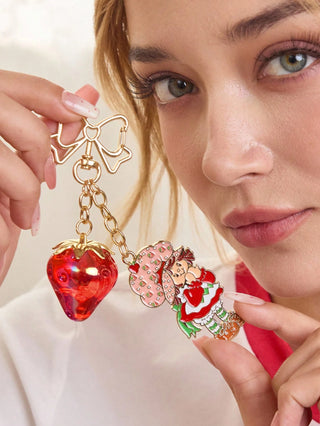 Fashionable & Elegant 3 D Cherry Shiny Alloy Keychain