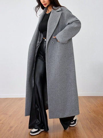 Lunessa Casual Long Woolen Collar Jacket