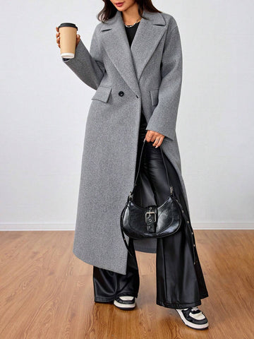 Lunessa Casual Long Woolen Collar Jacket