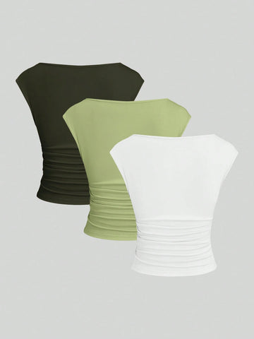 Cutout Backless Moisture-Wicking Fitted Women's T-Shirt Set