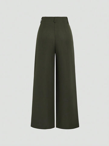 Sweetra Women's Retro Elegant Jacquard Crimp Pleated Wide-Leg Pants