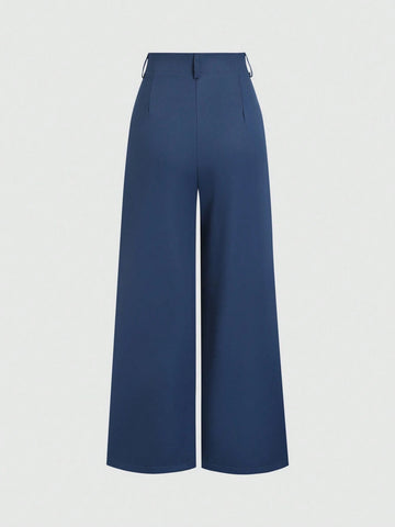 Sweetra Women's Retro Elegant Jacquard Crimp Pleated Wide-Leg Pants