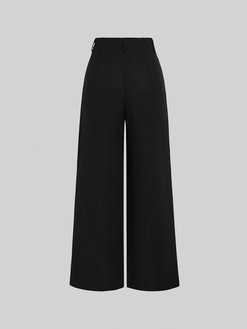 Sweetra Women's Retro Elegant Jacquard Crimp Pleated Wide-Leg Pants