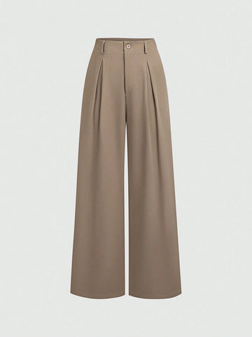 Sweetra Women's Retro Elegant Jacquard Crimp Pleated Wide-Leg Pants