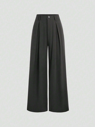 Sweetra Women's Retro Elegant Jacquard Crimp Pleated Wide-Leg Pants