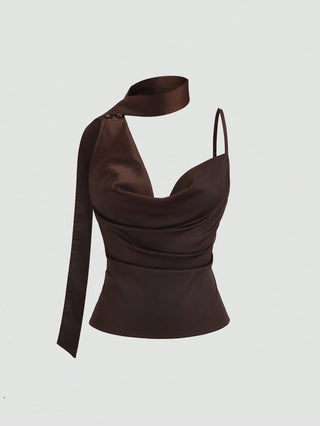 Asymmetric Neck Slimming Design Sense Hot Girl Style Camisole Top