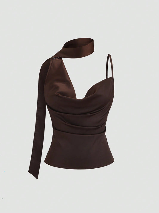 Asymmetric Neck Slimming Design Sense Hot Girl Style Camisole Top