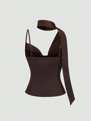 Asymmetric Neck Slimming Design Sense Hot Girl Style Camisole Top