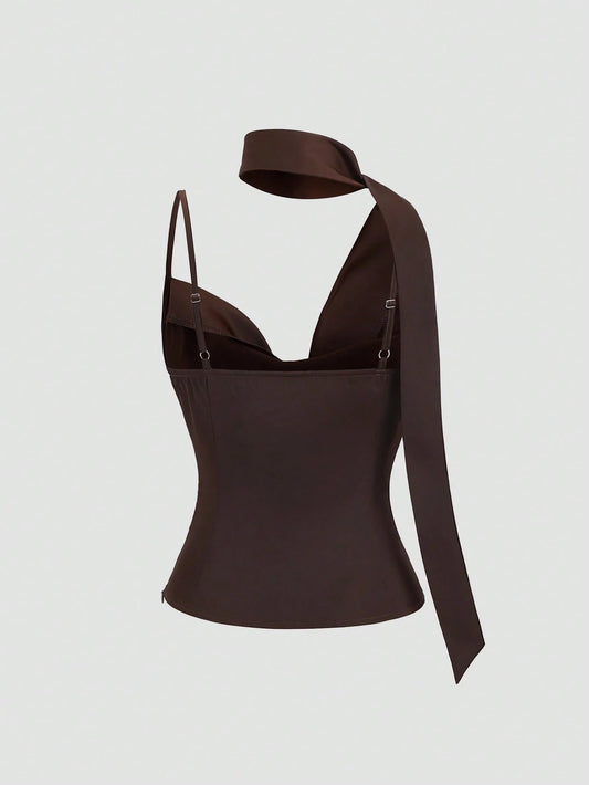 Asymmetric Neck Slimming Design Sense Hot Girl Style Camisole Top