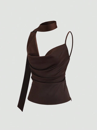 Asymmetric Neck Slimming Design Sense Hot Girl Style Camisole Top