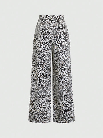 Sweetra Women's Retro Elegant Jacquard Crimp Pleated Wide-Leg Pants