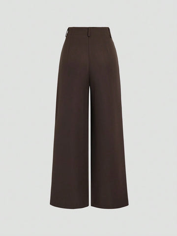 Sweetra Women's Retro Elegant Jacquard Crimp Pleated Wide-Leg Pants