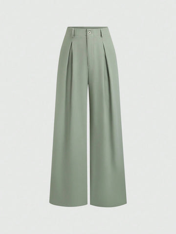Sweetra Women's Retro Elegant Jacquard Crimp Pleated Wide-Leg Pants