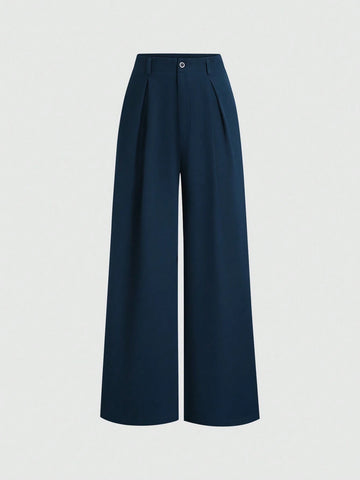 Sweetra Women's Retro Elegant Jacquard Crimp Pleated Wide-Leg Pants