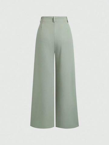 Sweetra Women's Retro Elegant Jacquard Crimp Pleated Wide-Leg Pants