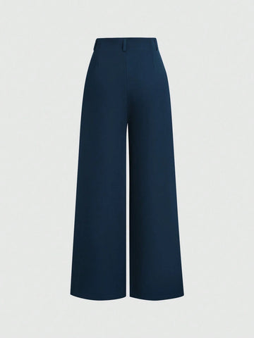 Sweetra Women's Retro Elegant Jacquard Crimp Pleated Wide-Leg Pants