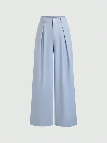 Sweetra Women's Retro Elegant Jacquard Crimp Pleated Wide-Leg Pants