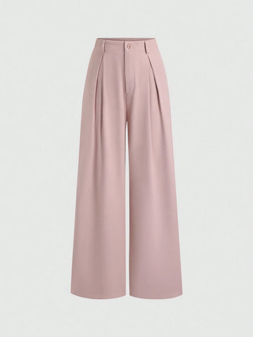 Sweetra Women's Retro Elegant Jacquard Crimp Pleated Wide-Leg Pants