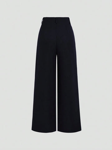 Sweetra Women's Retro Elegant Jacquard Crimp Pleated Wide-Leg Pants