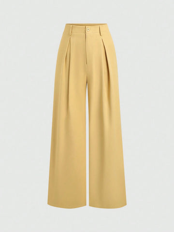 Sweetra Women's Retro Elegant Jacquard Crimp Pleated Wide-Leg Pants
