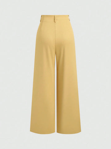 Sweetra Women's Retro Elegant Jacquard Crimp Pleated Wide-Leg Pants