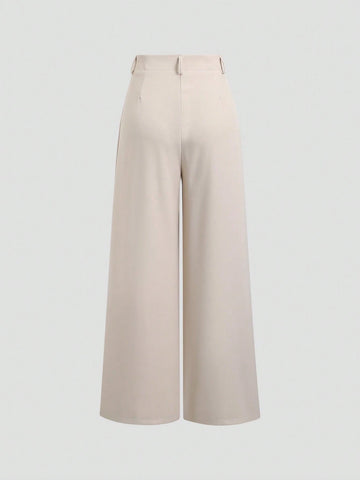 Sweetra Women's Retro Elegant Jacquard Crimp Pleated Wide-Leg Pants