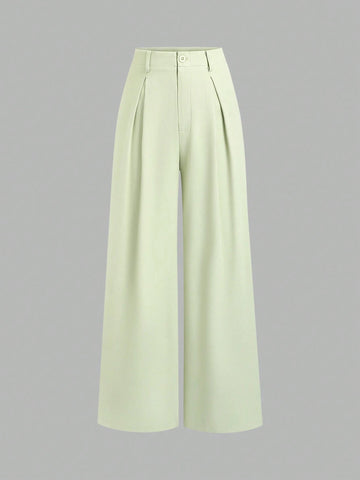 Sweetra Women's Retro Elegant Jacquard Crimp Pleated Wide-Leg Pants