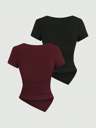 Sexy Asymmetrical Hem Button-Up Long T-Shirt