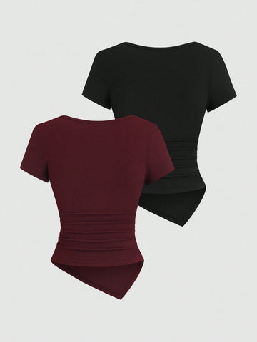 Sexy Asymmetrical Hem Button-Up Long T-Shirt
