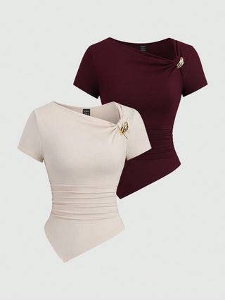 Sexy Asymmetrical Hem Button-Up Long T-Shirt