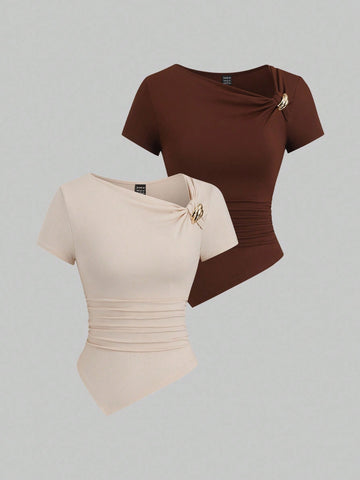 Sexy Asymmetrical Hem Button-Up Long T-Shirt