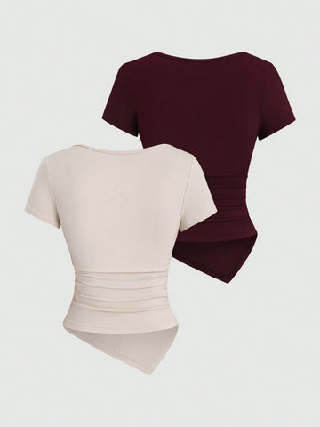 Sexy Asymmetrical Hem Button-Up Long T-Shirt