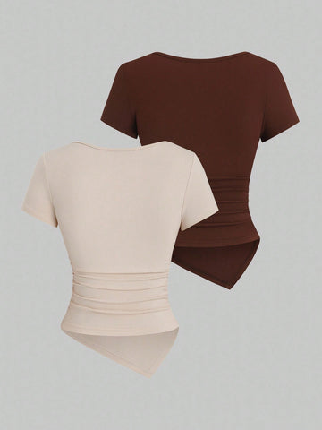 Sexy Asymmetrical Hem Button-Up Long T-Shirt