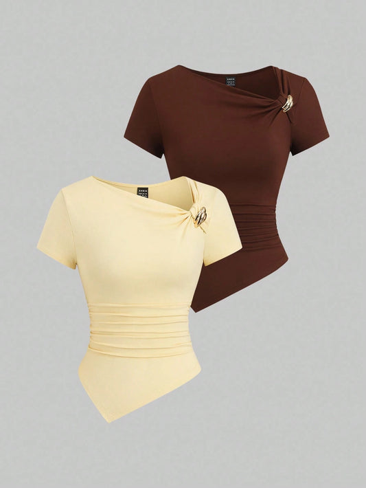 Sexy Asymmetrical Hem Button-Up Long T-Shirt