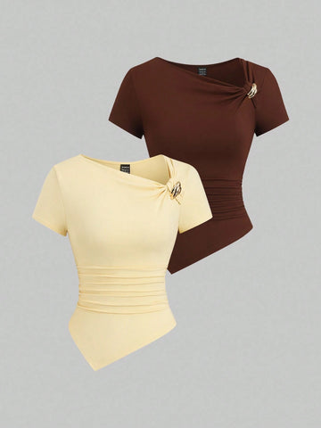 Sexy Asymmetrical Hem Button-Up Long T-Shirt
