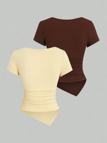 Sexy Asymmetrical Hem Button-Up Long T-Shirt