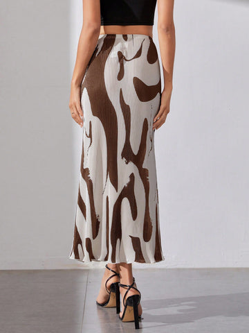 Tall Graphic Print High Waist Plisse Skirt